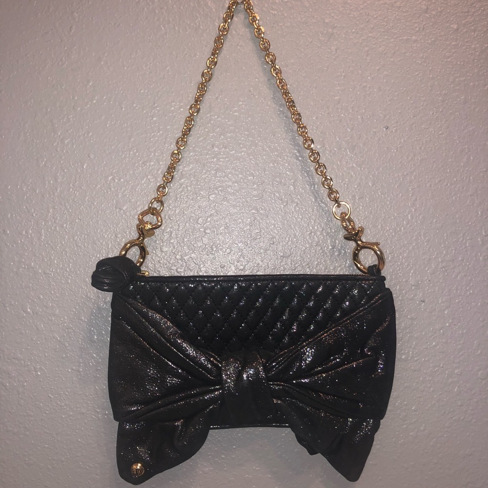Juicy Couture Metallic Quilted Bow Clutch